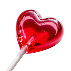  Heart-shaped lollipop red translucent, isolated on transparent background