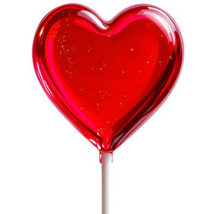  Heart-shaped lollipop red translucent, isolated on transparent background