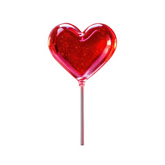  Heart-shaped lollipop red translucent, isolated on transparent background