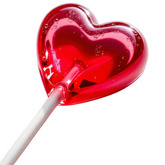  Heart-shaped lollipop red translucent, isolated on transparent background
