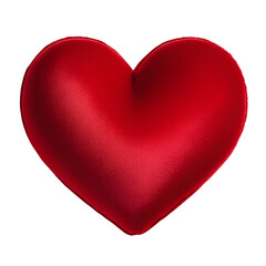 Small plush heart pillow red fabric, isolated on transparent background