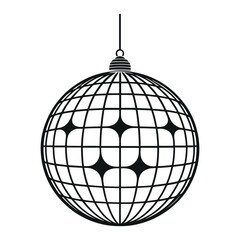Retro Disco Ball Silhouette Vector, Classic Party Mirror Ball Icon