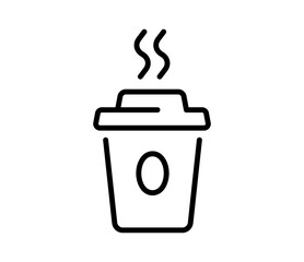 Coffee or tea cup icon, vector flat black outline illustration