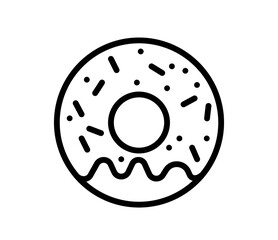 Doughnut dessert icon, vector flat black outline illustration