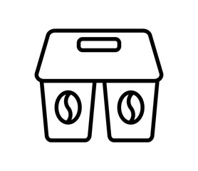 Coffee holder or tea cup holder icon, vector flat black outline illustration