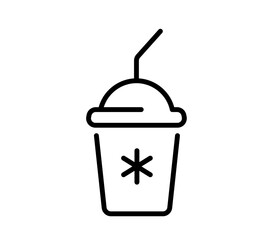 Iced coffee or tea, milk shake or juice icon, vector flat black outline illustration