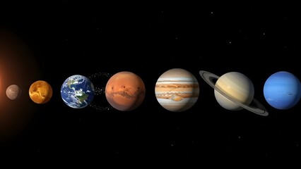 Celestial Symphony: A visual representation of our solar system, with each planet orbiting in harmonious order, depicting the vastness and mystery of space.