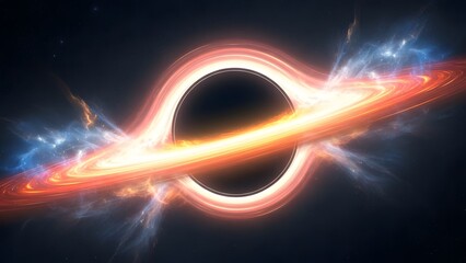 Mysterious Cosmic Encounter: Witness an enigmatic cosmic black hole, its intense gravitational pull warping spacetime and devouring light.