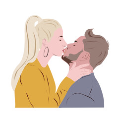 Kissing couple love flat vector style illustration isolated on transparent background