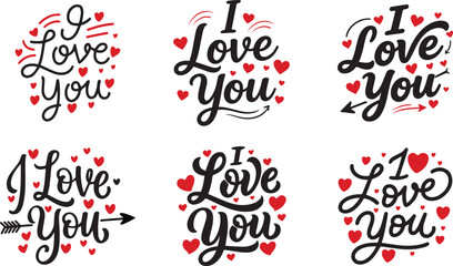 Valentines Day handwritten quotes typography vector set, love concept, greeting card, banner, poster © noorskills