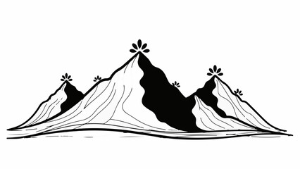 Majestic mountain peaks crowned with delicate floral embellishments under a clear sky