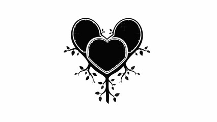 Heart shaped frame with tree branches, symbolizing love and growth