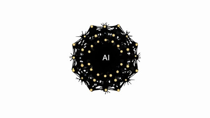 Abstract AI network graphic with glowing nodes and connections on a white background