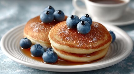 pancake with blueberries and honey