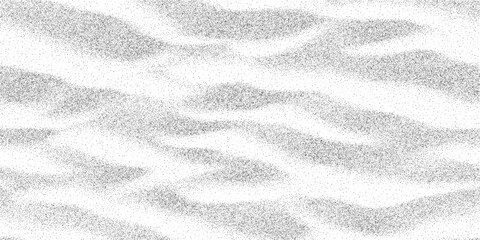Rough stipple wavy lines, black grain waves on white background. Abstract monochrome noise stripe sea pattern, vector illustration