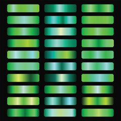 Metallic green gradient collection |  vector shiny green gradient background set |  Royalty free green colour gradient set download