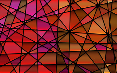 abstract vector stained-glass mosaic background - red and brown