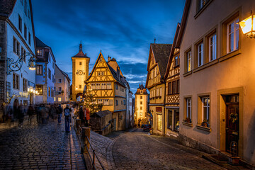 Naklejka premium Rothenburg Christmas evening