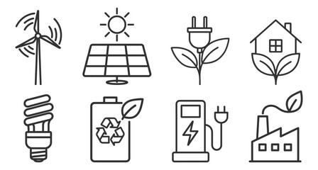 Ecology icon set. Eco green symbols, environment and sustainability concept, nature and energy collection on transparent background © Polyak Tata