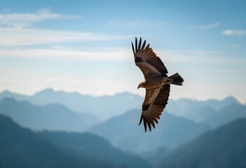 Fototapeta premium A view of a Condor in flight over the Andes