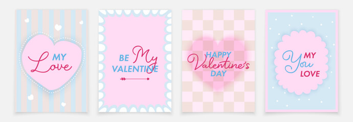 A set of tender Valentine's Day cards. Be my Valentine. My love cards.