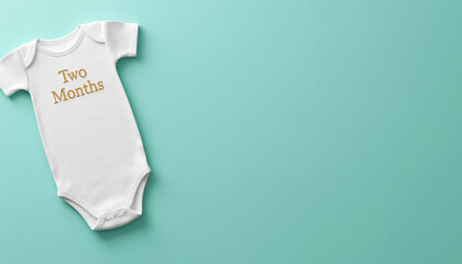  Baby Onesie on Mint Green Background &ndash; Milestone Flat Lay

