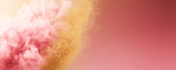 pink gradient background with drifting golden dust and open side area for valentine text