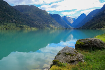 lake and mountains