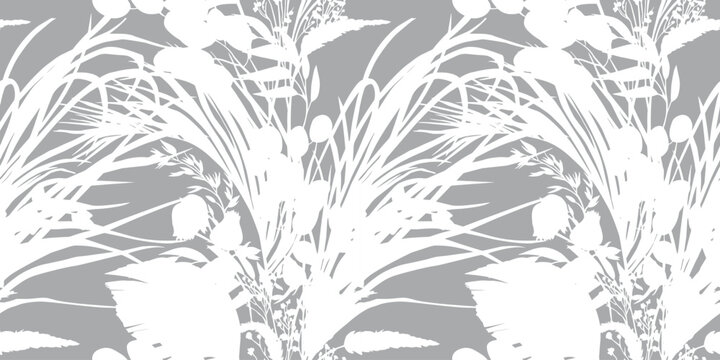 modern tropical pattern with bushes in practical unisex shades on vector for surface and fabric design