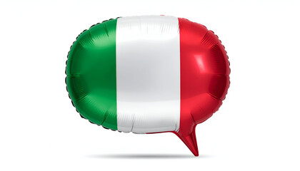 Speech bubble icon with Italian flag colors, representing communication, language, and Italian identity.