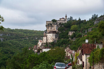 Village of Rocamadour on a cliff in France
