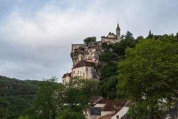 Village of Rocamadour on a cliff in France
