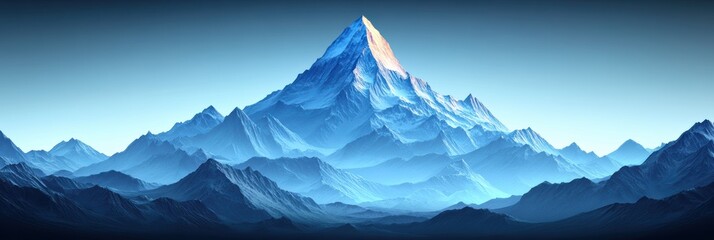 Mountain icon for climbing sport and outdoor activities in winter landscape