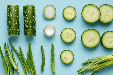 Graphic layout showing natural ingredients for skincare with a minimalist touch