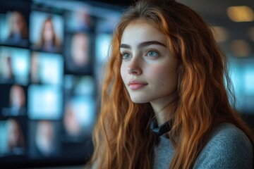 University student participates in remote lecture while studying at home in 8K resolution quality
