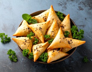 vegetarian Ethiopian lentil sambusas AI generated