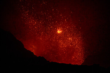 Eruption of Mount Yasur Volcano on Tanna Island, Vanuatu