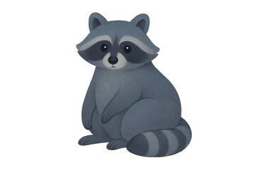Cartoon Raccoon Illustration with a transparent background for designs.