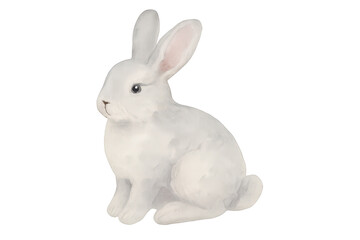 Obraz premium Watercolor white bunny illustration on transparent background image.