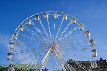 A Ferris wheel carousel at the Christmas market in Poznan