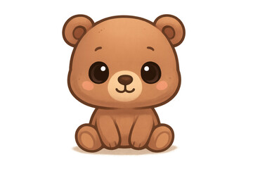 Fototapeta premium Cute cartoon bear illustration on transparent background artwork.