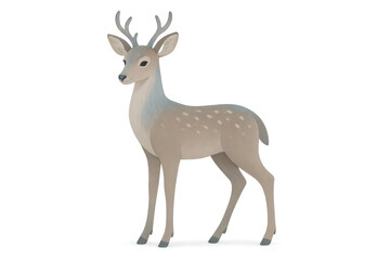 Fototapeta premium Cartoon deer with antlers on a transparent background, lovely style.