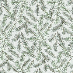 Fir tree branch seamless pattern