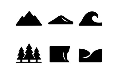 Black and white landscape icons for web design and infographics
