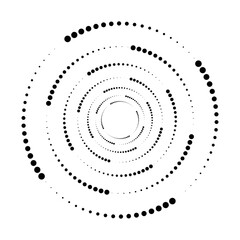 Round halftone frame. Dotted circle, vintage abstract dot halftones frames and random dots circles. Spiral Vector Illustration.