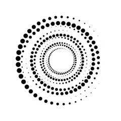 Round halftone frame. Dotted circle, vintage abstract dot halftones frames and random dots circles. Spiral Vector Illustration.