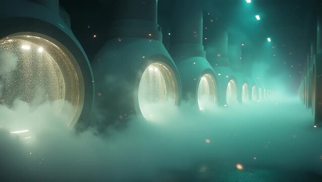 Mystical Foggy Environment with Circular Structures in Dim Light