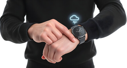 Checking Weather on Smartwatch - A Modern Lifestyle Concept.