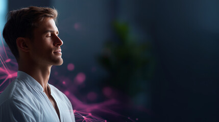 Naklejka premium Stress management workshop banner with generous copy space heavily defocused background mental wellness techniques illustration effective stress reduction strategies healthy