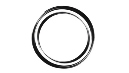 Abstract Double Stroke Ink Circle Ring Modern Zen Calligraphy Isolated on Transparent Background PNG

